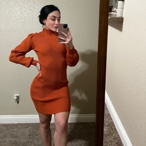 Orange Bodycon sweater dress